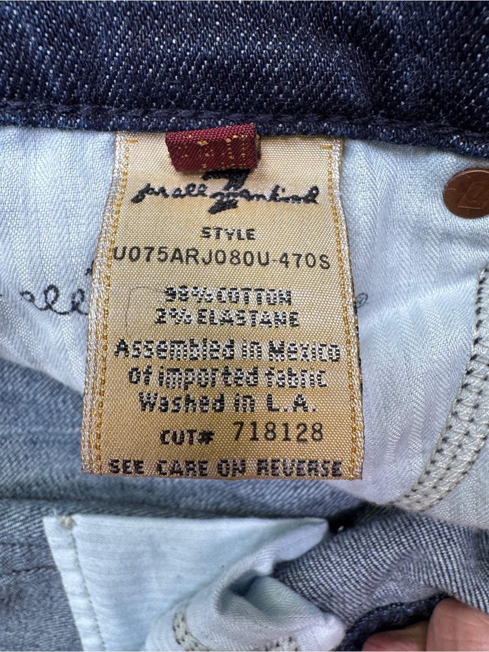 7 For All Mankind Bootcut Jeans Sz 26 Dark Wash Rare Pocket Detail - Picture 9 of 14